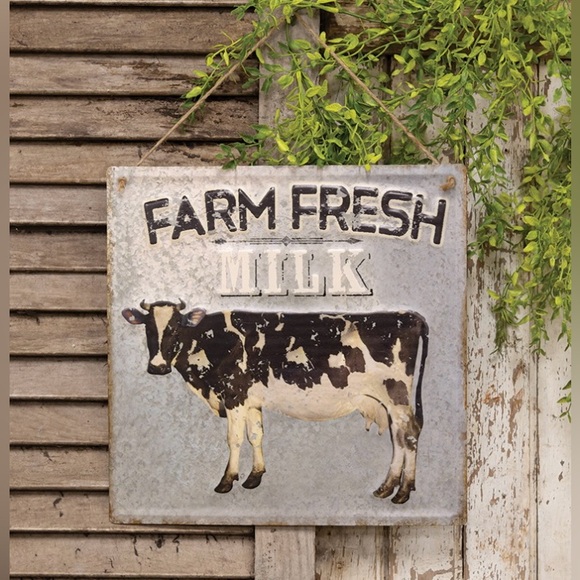*Farm Fresh Milk Gray Hanging Metal Sign - Picture 13 of 13